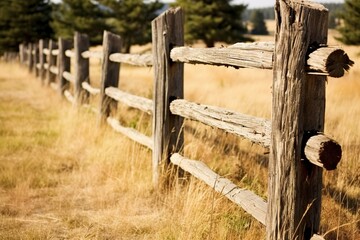 Rustic wood fence in the countryside