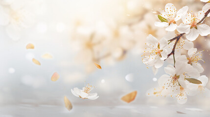 桜、春のイメージでコピースペースがある背景画