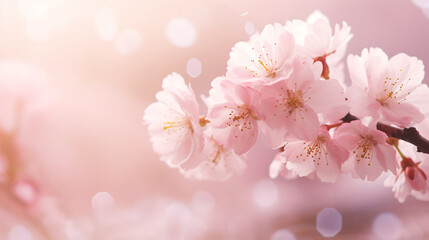 桜、春のイメージでコピースペースがある背景画