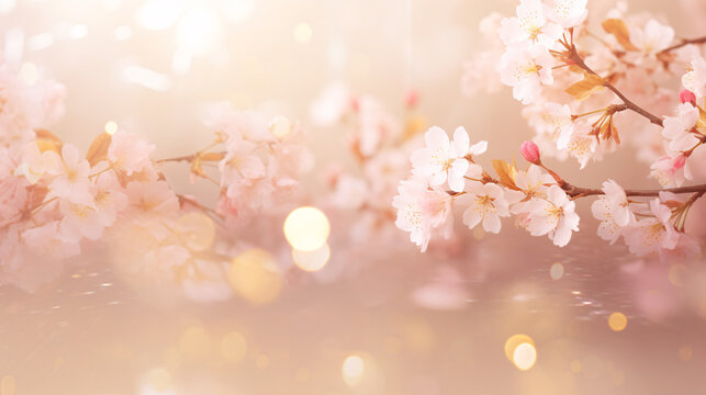 桜、春のイメージでコピースペースがある背景画