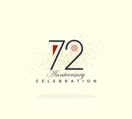 Modern and simple number design for 72nd anniversary celebration. Premium vector for poster, banner, celebration greeting.