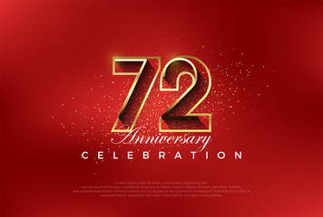 line art number with golden fancy 72nd numeral. Premium vector for poster, banner, celebration greeting.