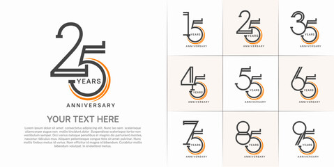 set of anniversary logotype black color for special celebration event