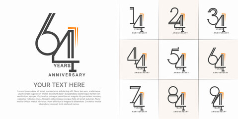 set of anniversary logotype black color for special celebration event