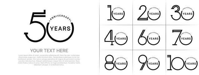 set of anniversary logotype black color for special celebration event