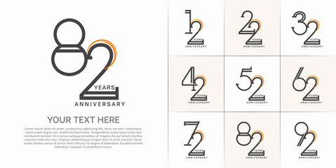set of anniversary logotype black color for special celebration event