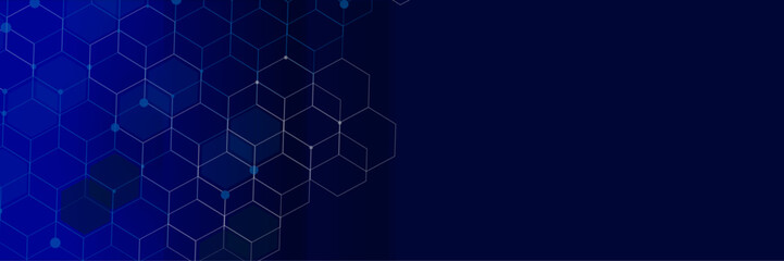  Abstract hexagons background with lines and dots. Digital technology background. Design for science, medicine or technology.  