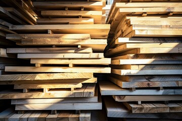 Stacked wooden boards