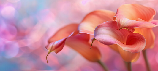 Pink calla lilies with a soft, dreamy background - Powered by Adobe