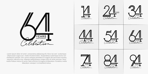 set of anniversary logotype black color and calligraphy for special celebration event