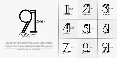 set of anniversary logotype black color and calligraphy for special celebration event