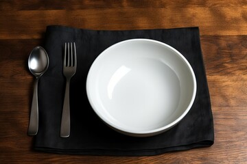white plate with black cutlery