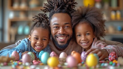 A family crafting Easter decorations together, the HD camera capturing the bonding moments and creative energy during the festive preparation