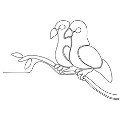 continuous line art bird vector illustration