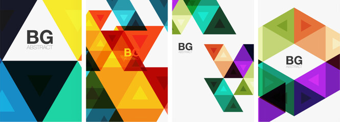 Bright colorful triangle geometric posters
