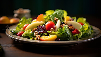 Freshness and healthy eating on a plate of gourmet organic salad generated by AI