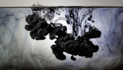 The black ink inside the water art.