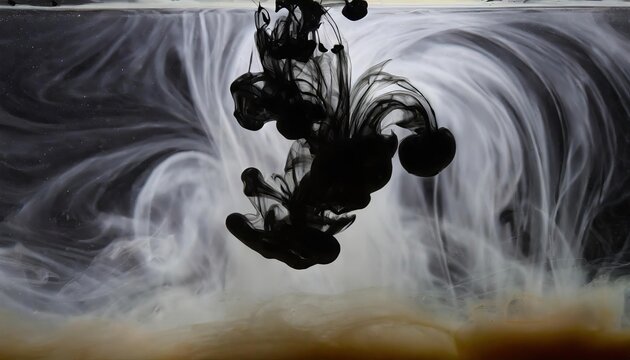 The black ink inside the water art.