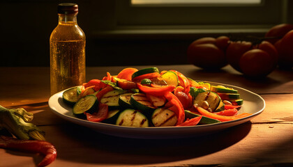 Freshness and health on a plate vegetarian salad with grilled vegetables generated by AI