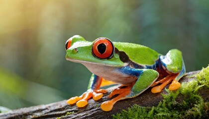 The close up of red eyed tree frog.