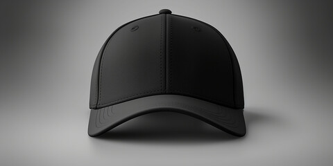 Black baseball cap isolated on white background. 3D illustration. Minimalist Design, Black Cap Mockup on White Background.