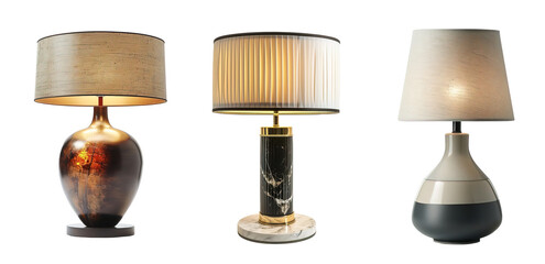 Elegant and luxury table lamps over isolated transparent background