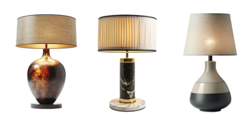 Elegant and luxury table lamps over isolated transparent background