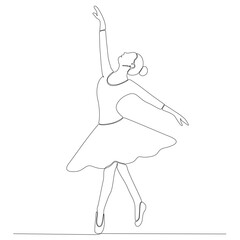 Continuous Line Art Drawing. Ballerina ballerina dancer. Vector Illustration