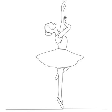 Continuous Line Art Drawing. Ballerina ballerina dancer. Vector Illustration