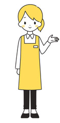 黄色｜案内する女性店員｜左手