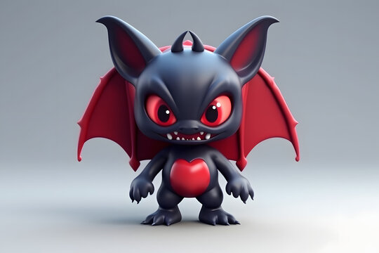 3d rendering cute monster Vampire cartoon