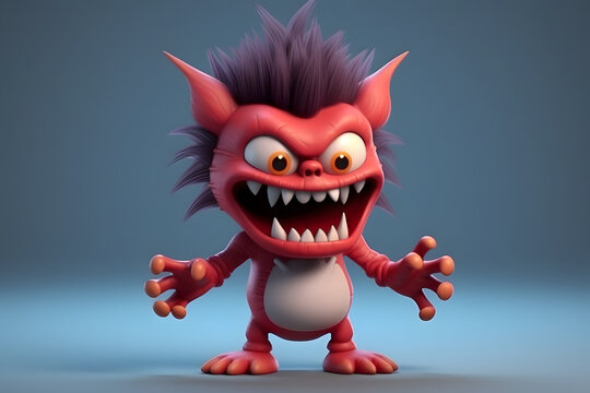 3d rendering cute monster Vampire cartoon