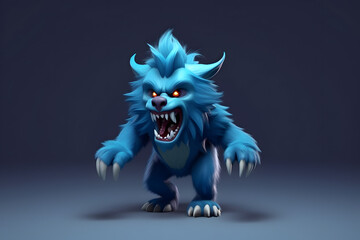 Fototapeta premium 3d rendering cute monster Werewolf cartoon
