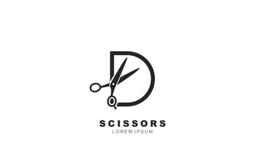 D Letter Scissors logo template for symbol of business identity
