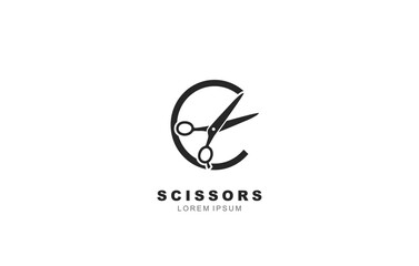 C Letter Scissors logo template for symbol of business identity - obrazy, fototapety, plakaty