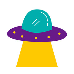 UFO of cute clip art vector flat illustration
