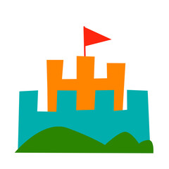Castle of cute clip art vector flat illustration