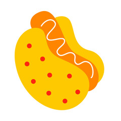 Hot dog of cute clip art vector flat illustration