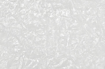 White transparent plastic crumpled texture.