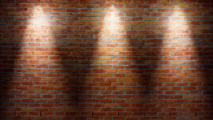 Brick wall with three spotlights