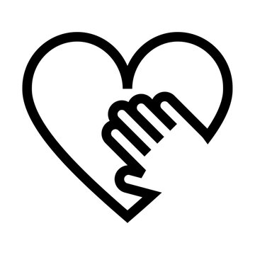 Icono de apoyo. Mano en el coraz&oacute;n, apoyo, solidaridad, colaboraci&oacute;n, ayuda. Ilustraci&oacute;n vectorial