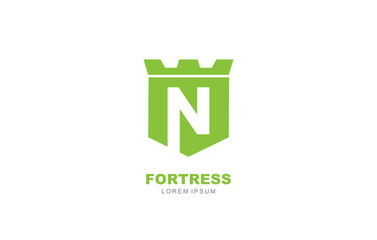 N Letter Fortress secure logo template for symbol of business identity