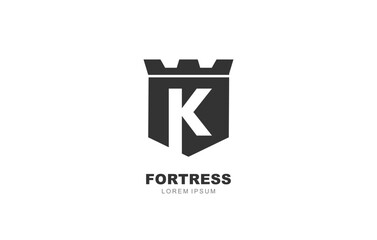 K Letter Fortress secure logo template for symbol of business identity