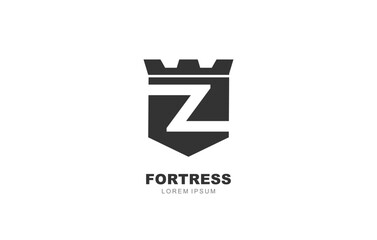 Z Letter Fortress secure logo template for symbol of business identity