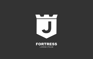 J Letter Fortress secure logo template for symbol of business identity