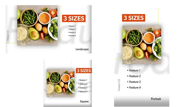 Classic Product with Clean Boxes and Landscape Square and Portrait Sizes