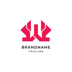 Unique modern geometric creative elegant letter W logo template