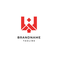 Unique modern geometric creative elegant letter W logo template