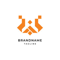 Unique modern geometric creative elegant letter W logo template
