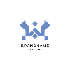 Unique modern geometric creative elegant letter W logo template